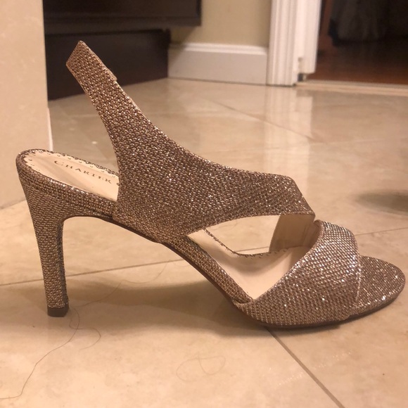 Gold Open Toe Heels - Picture 2 of 5